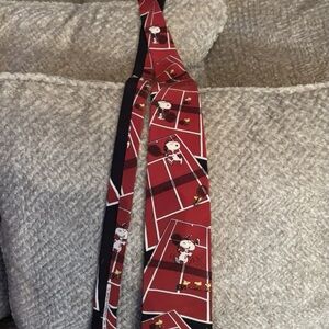 Vintage Snoopy Tennis Tie Peanuts Woodstock Red Novelty Necktie